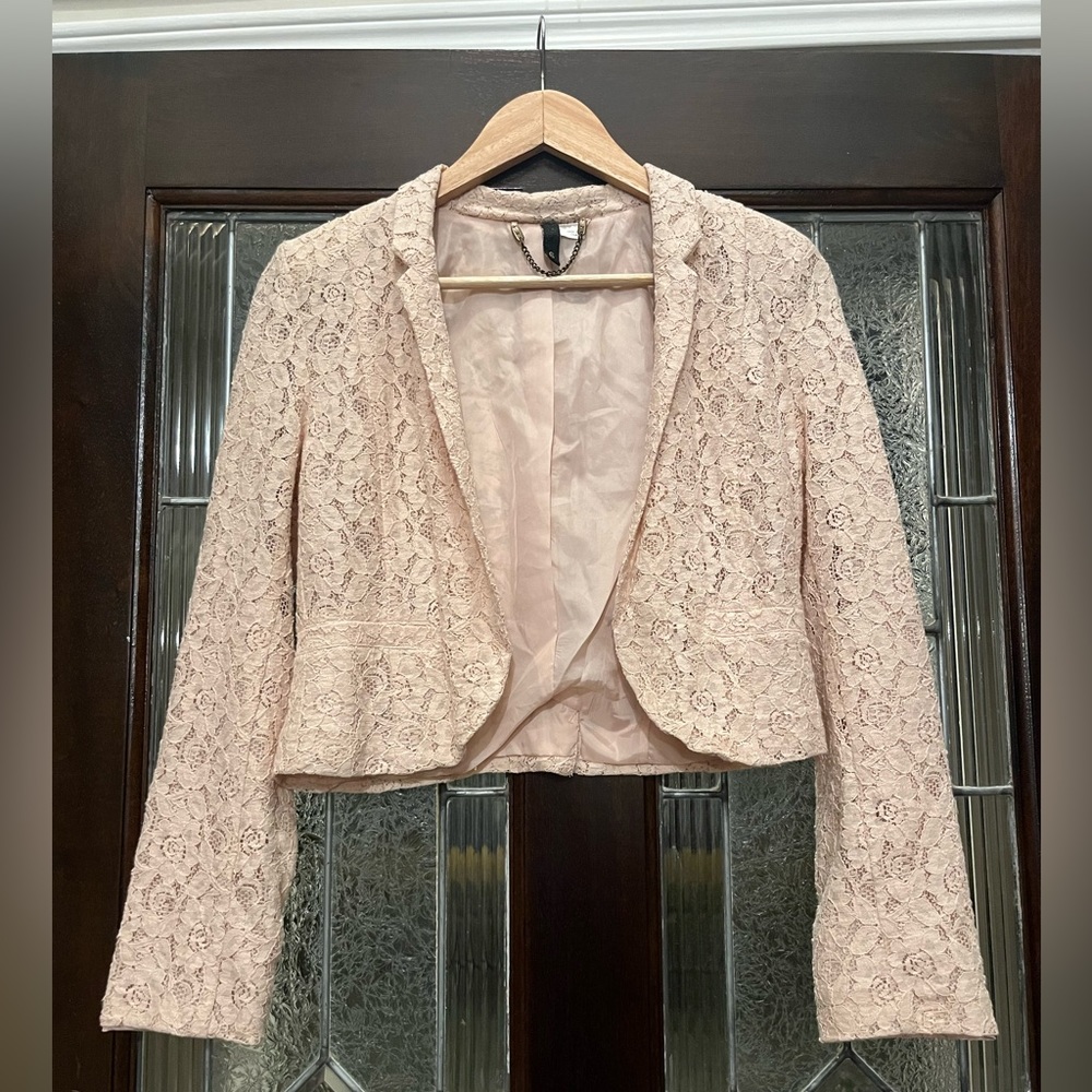 Light pink lace blazer - vintage